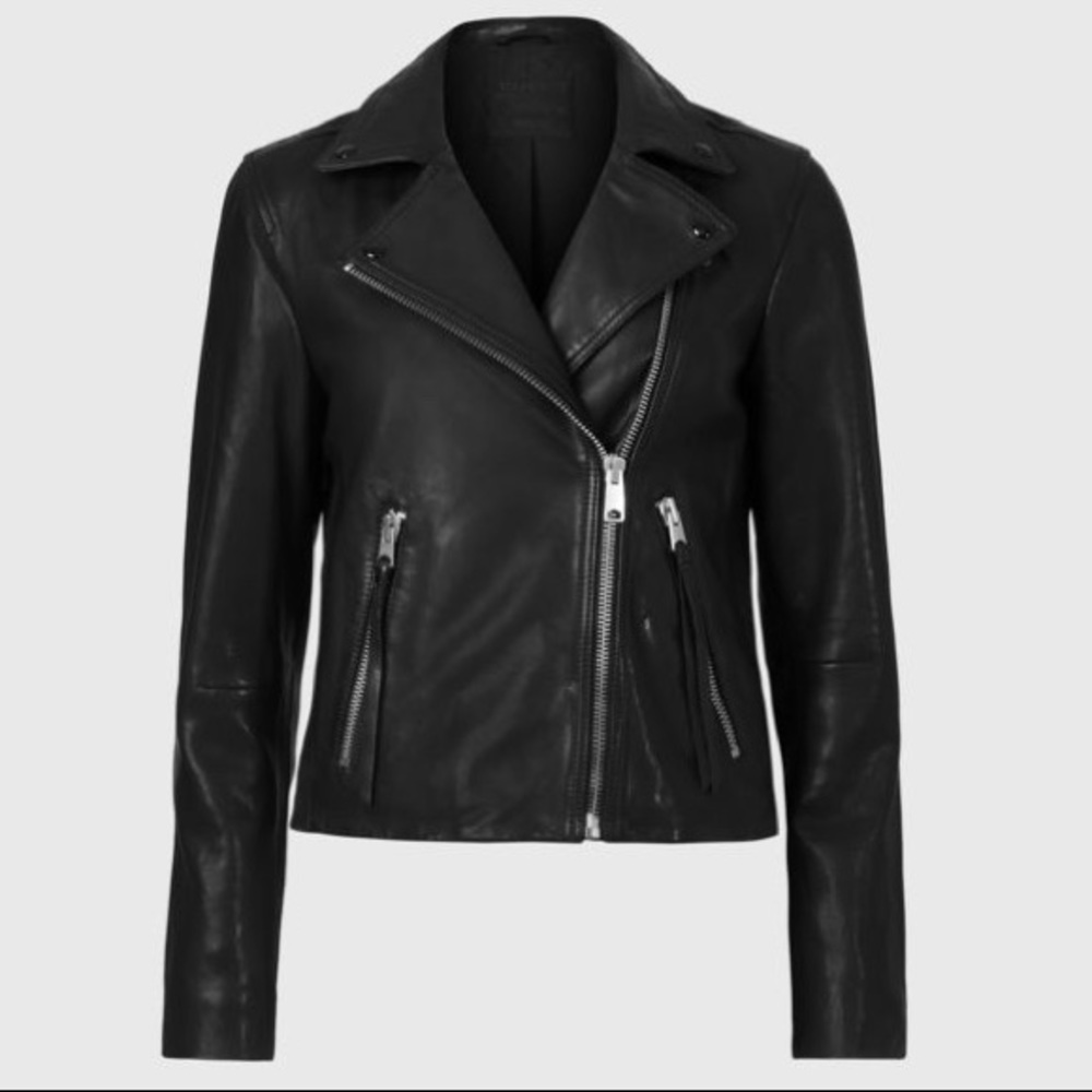 ALLSAINTS Dalby Leather Biker Jacket in Black